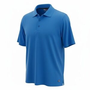 Fila Golf Performance Polo Short Sleeve Textured Athletic Shirt Blue Large New
